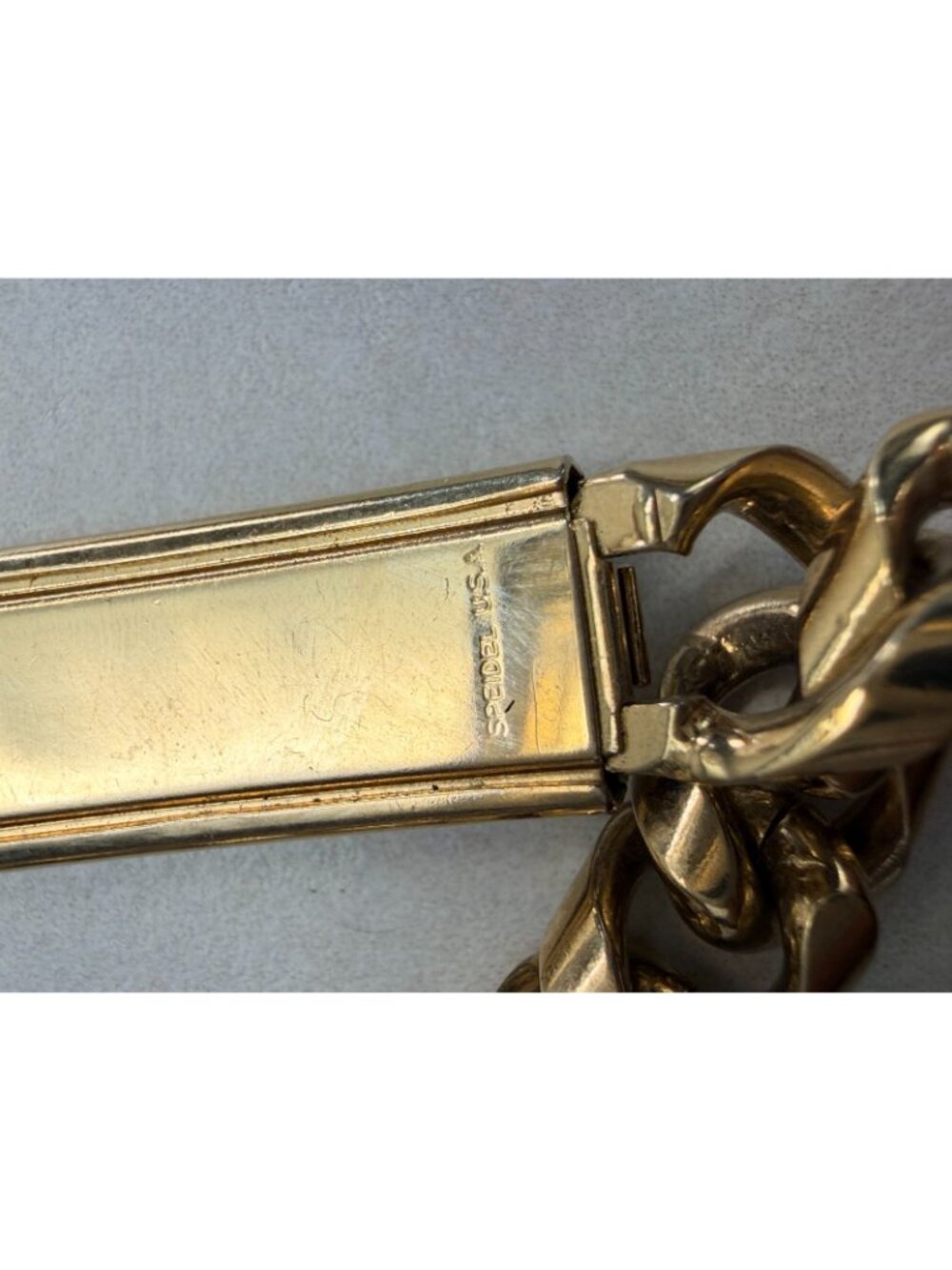 Vintage Speidel I Love You ID Bracelet Gold Tone Chunky Cuban Chain - Picture 6 of 7
